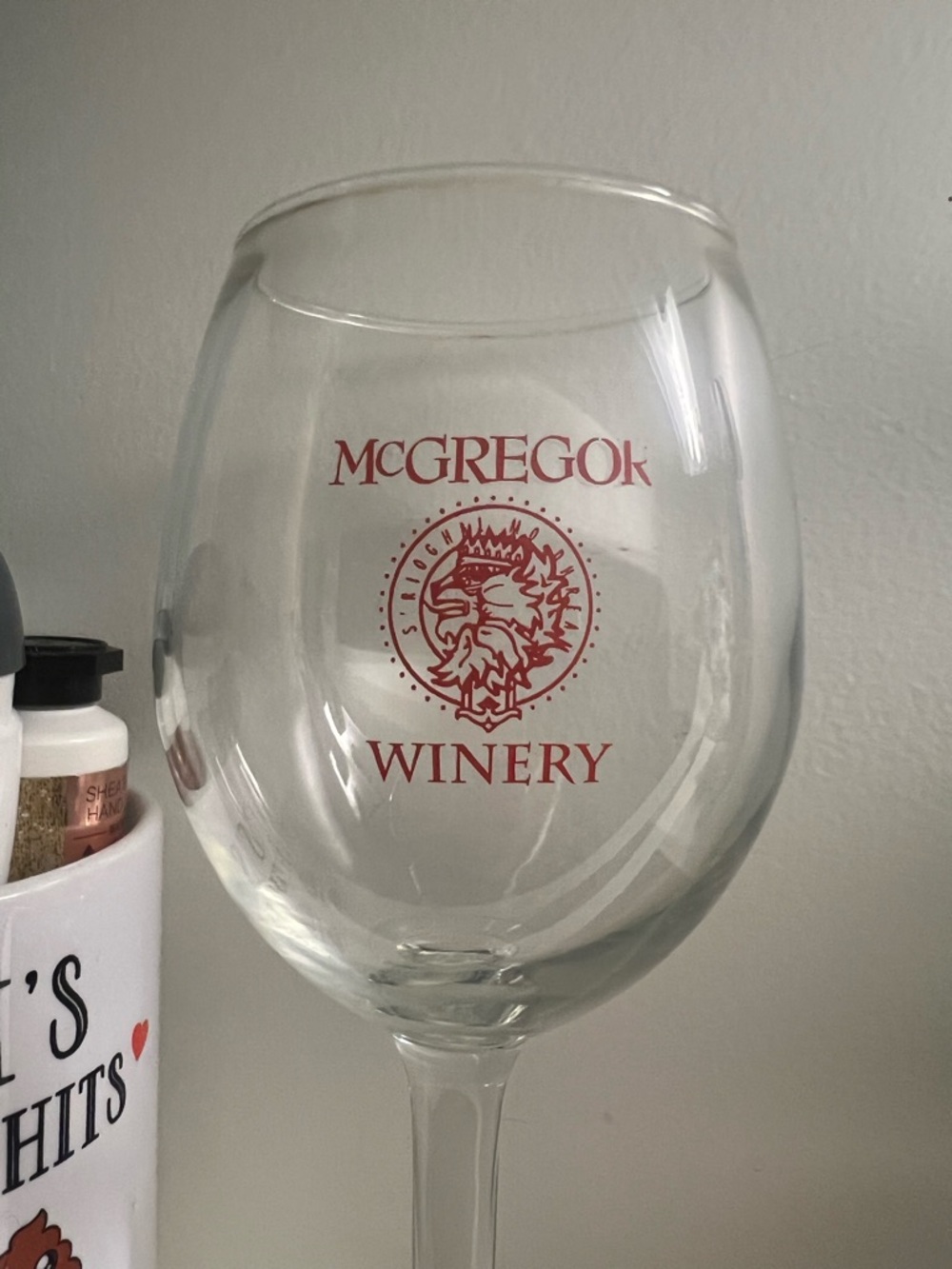 McGregor Clear Wine Glass with Red Logo